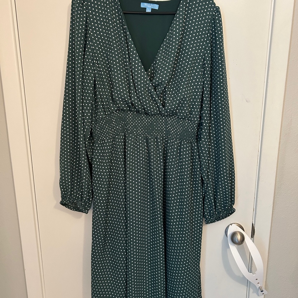 Draper James Green Bishop Sleeve Wrap Dress
